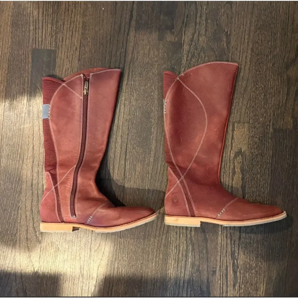 Ahnu Women Helena Tall Brandy Waterproof Leather Boots Sz 7.5 Comfort Western - Picture 7 of 10